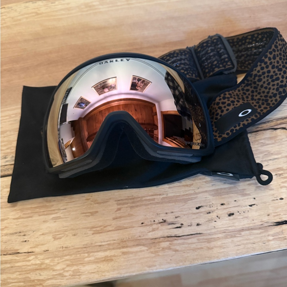 Oakley Goggles with Reflective Lens and Animal Print Strap